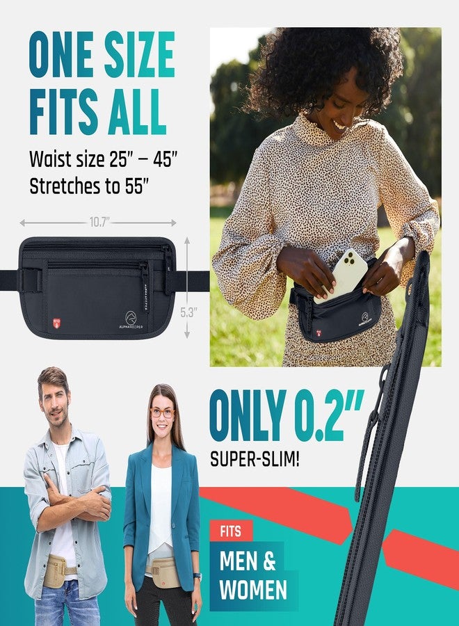 Alpha Keeper حزام ألفا كيبر المخفي للسفر - محفظة خصر وحامل جواز سفر مزود بتقنية حجب الترددات اللاسلكية (RFID) للنساء والرجال، حقيبة أمان رفيعة مضادة للسرقة - Image 5